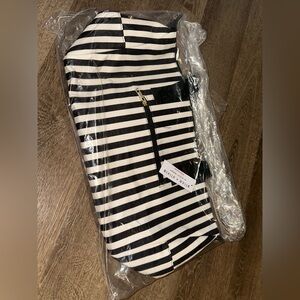 Alice + Olivia Black and White Striped Travel Bag